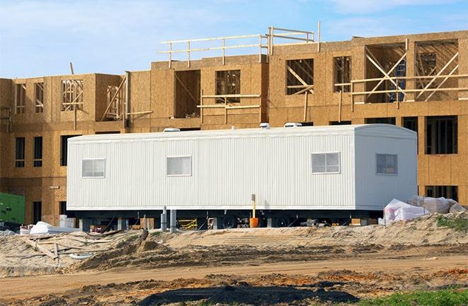 construction workers meeting at office trailers on rent in Dudley, GA